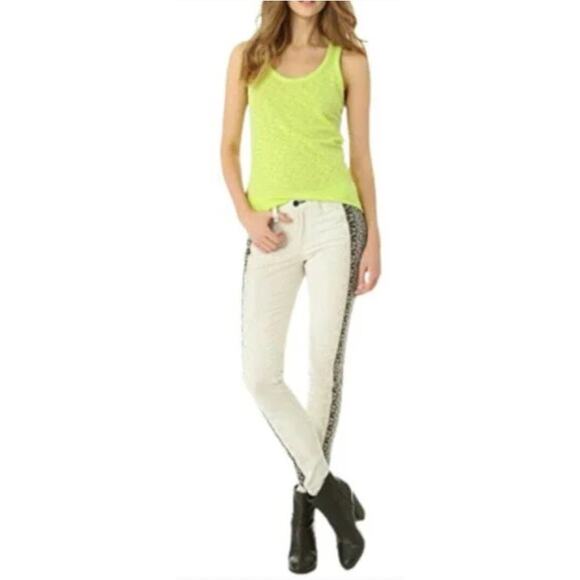 Rag & Bone White Embroidered Lace Black Tuxedo Stripe Skinny Jeans 26. - Picture 2 of 12